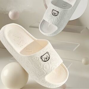Women's White Bear Slide Sandals